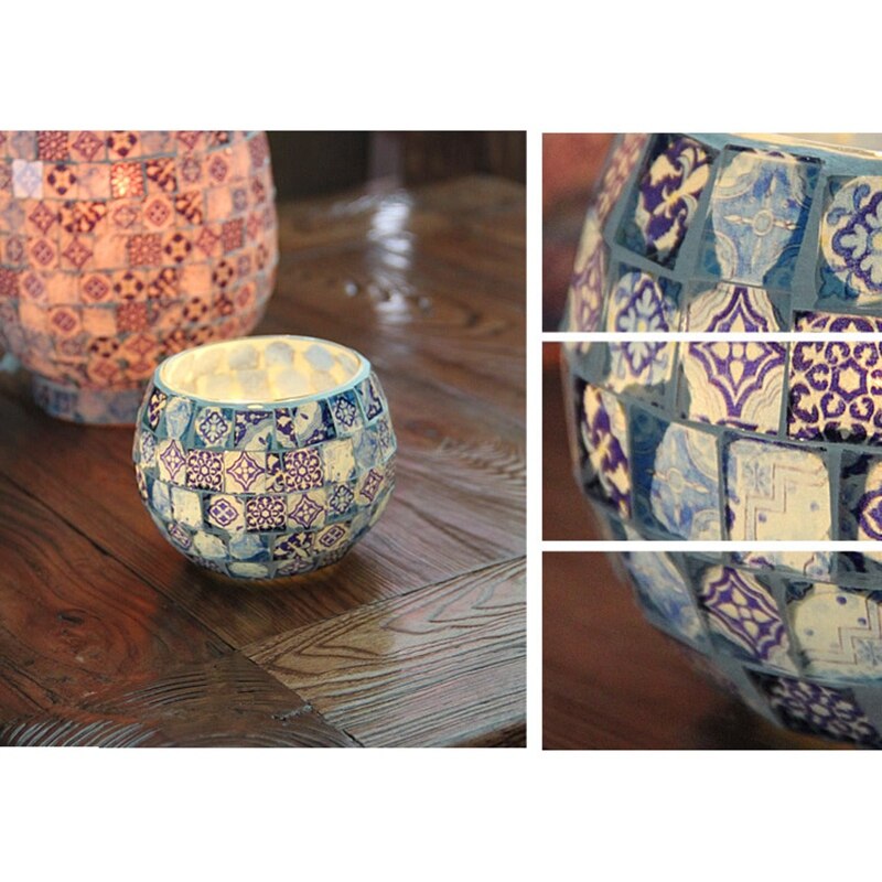 Portavelas De Vidrio Soplado A Mano - Altura 19.5 Cm, Diámetro 8.5 Cm, Diseño Con Anillos | Para Decoración De Mesa O Estantería