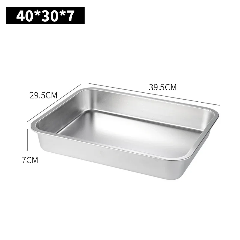 Tykkere rustfri serveringsbakke med låg, rektangel, metalopbevaringsplader, fad, kagebuffet, køkkenbeholder: Blå