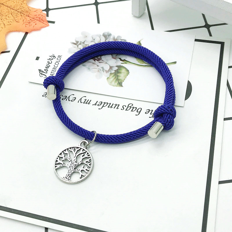 Moda pleciona lina drzewo życia uroku bransoletki mężczyźni kobiety Handmade regulowana czerwona nić bransoletka para Braclet prezent dla najlepszego przyjaciela: dark blue