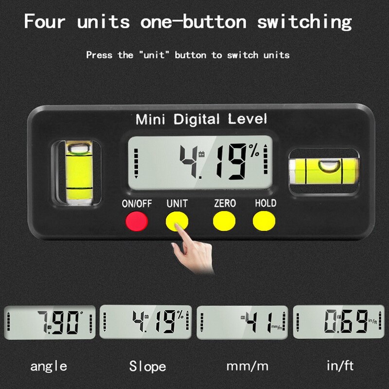 100mm Digital Electronic 360 Degree Digital Inclinometer Measuring Tool With Magnets