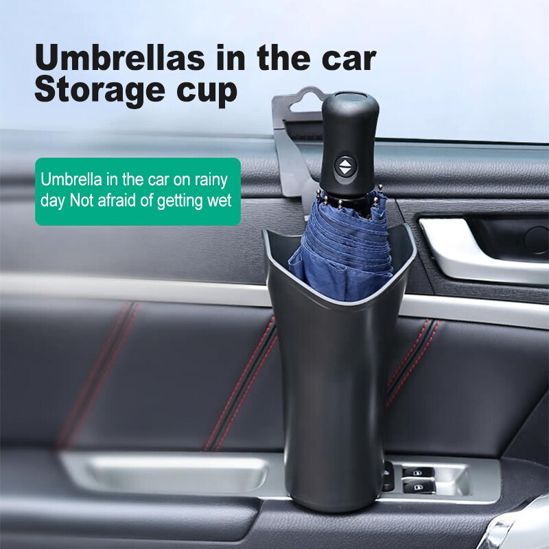 Juego de paraguas a prueba de agua para coche, paraguas de plástico, barril de almacenamiento, colgador de cubierta trasera de asiento multifunción, organización de coche