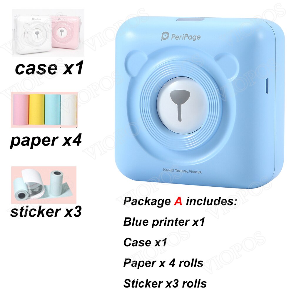 Mini Pocket Photo Printer For Mobile phone Android and iOS: blue Package A