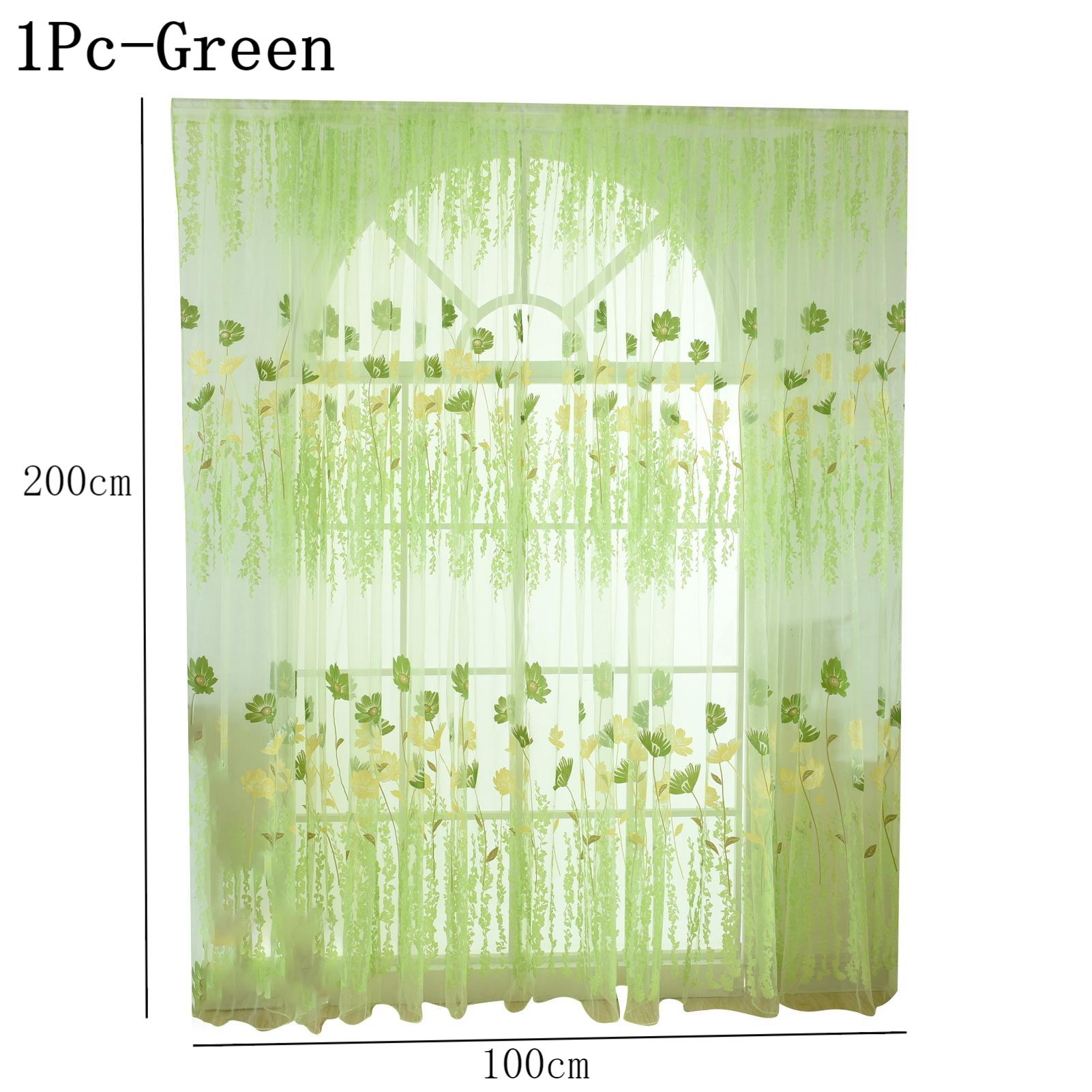 1Pc/2Pcs Soft Curtain 1*2m / 1*2.7m Lightweight Voile Curtain Reusable Polyester Peony Flower Printed Curtain Room Decoration