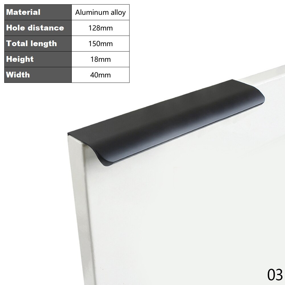 Goud Zwart Verborgen Kast Trekt Aluminium Keukenkastje Schuifladegrepen Knoppen Handvat Slaapkamer Hardware 8-40Cm: Black-15cm