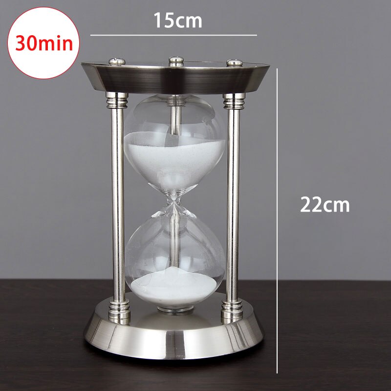 Metal Hourglass Timer Home Desktop Decor Hourglasses Countdown Decoration Timing Hourglass Crafts Home Office Decorations: 30min sliver