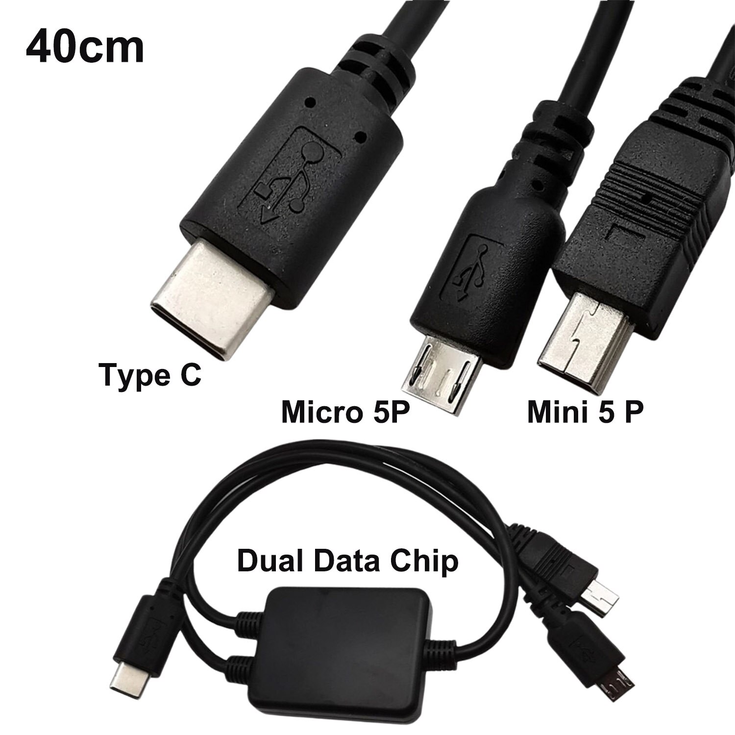 1Pc Multifunctionele Usb 2 In 1 Usb Type 3.1 C Mannelijke Micro Usb &amp; Mini Usb Man Cord gegevens Opladen Adapter Splitter Kabel