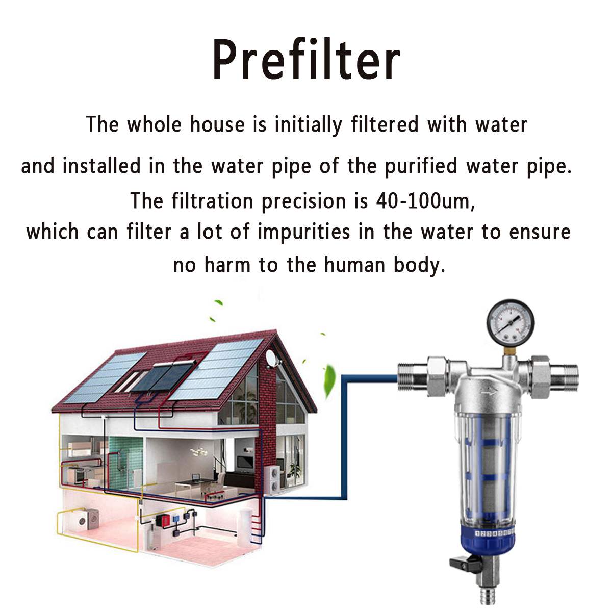 1'' To 1/2'' Pre-filter Central Whole House Large Flow Water Purifier Descaling Tap Water Household Water Purifier