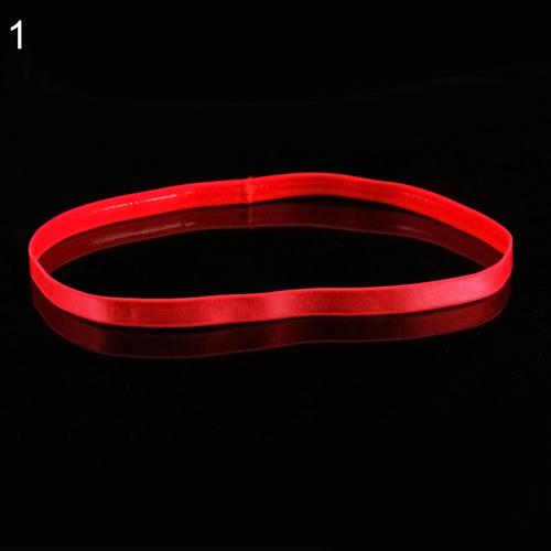 1Pc Women's Men's Candy Color Wide Sports Yoga Stretch Hairband Running Anti-Slip Elastic Headband Hair Band Running Sweatband: Red