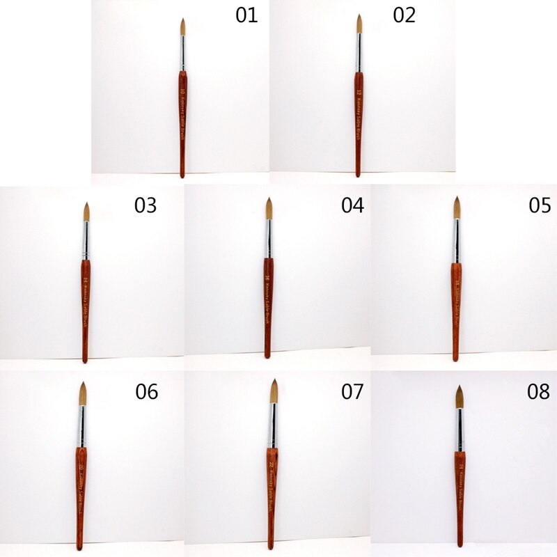 Round Sharp 1pcs 10#12#14#16#18#20#22#24 Kolinsky Sable Brush Acrylic Nail Art Brush Red Wood Crystal Acrylic Salon