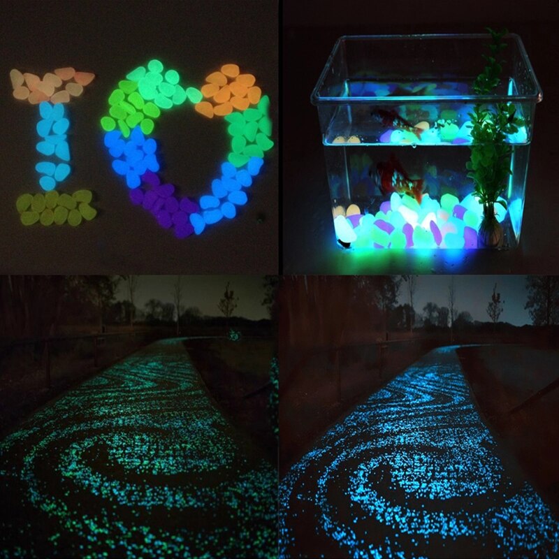 50 stuks/pak glow in the dark stenen tuindecoratie aquariumbodem landschap gloeiende stenen kunsthars lichtgevende stenen