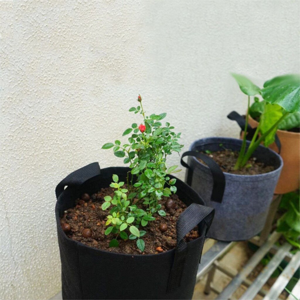 Gallon Felt Grey Fabric Plant Grow Bag Garden Planting Bag With Handle Growing Box Vegetable Potato Round Pot Container #3