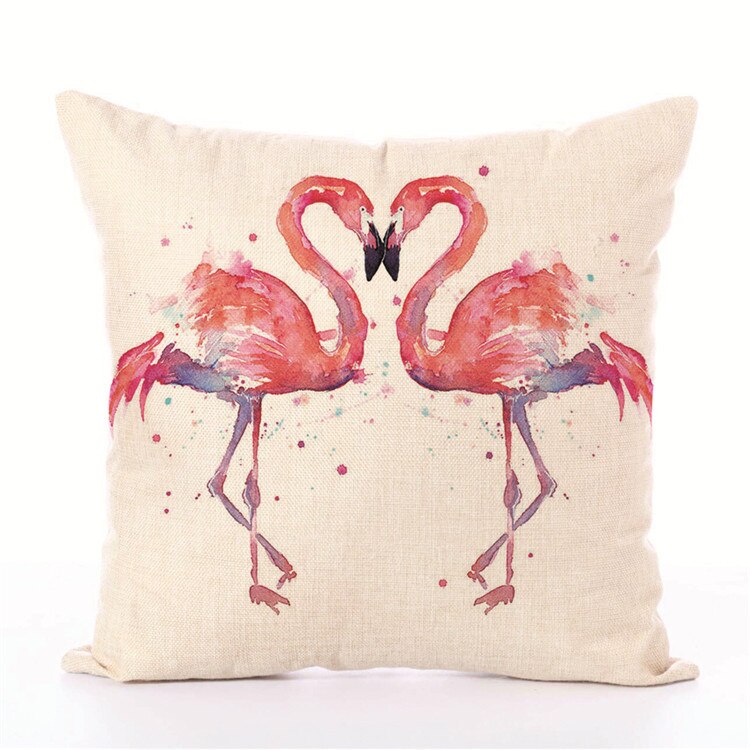 Flamingo serie pute uten indre tegneserie søt rosa europeisk stil linmateriale dekorativt sete bilstol: Putetrekk 6