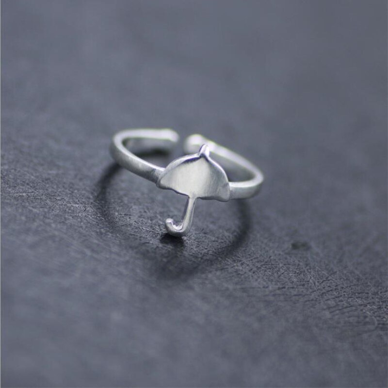 Simple Korean Style 925 Sterling Silver Jewelry Umbrella Brushed Tool Opening Rings SR202