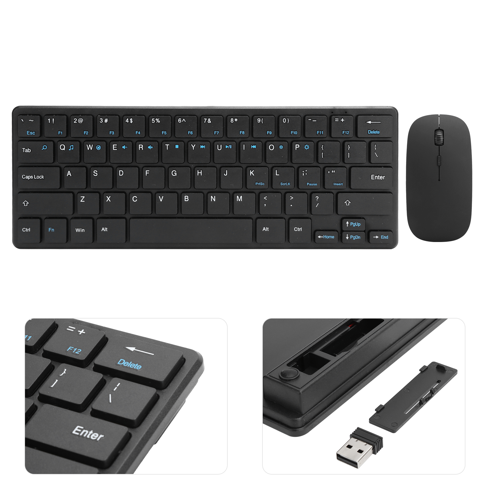 Universal 2,4g usb receiver keyboard and mouse set, wireless keyboard and mouse set, plug and play for pc, laptop, computer accessories