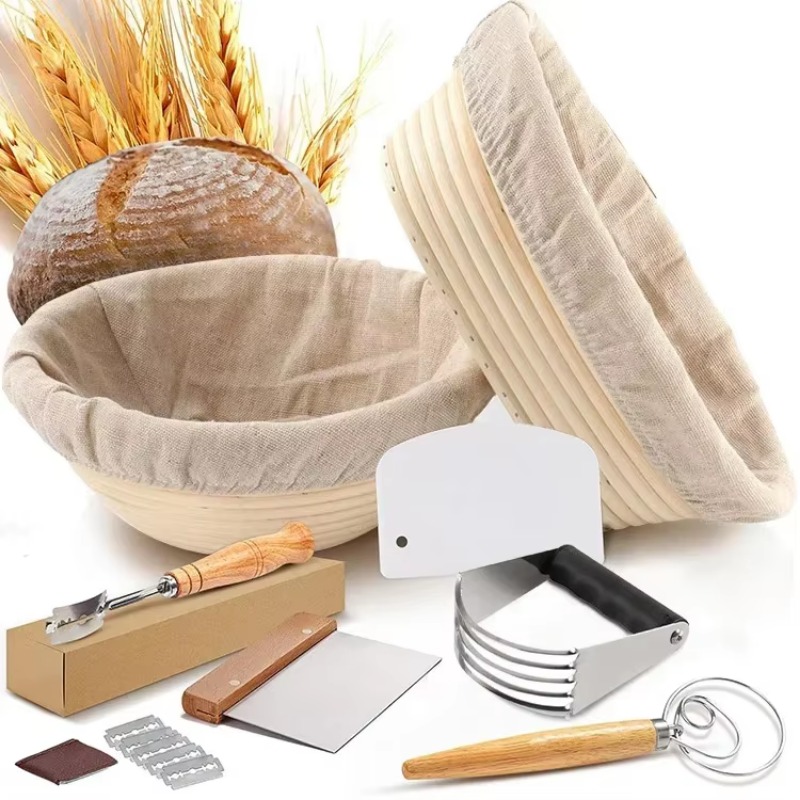 Cesta a prueba de pan, juego Banneton o herramientas para pan, cesta de mimbre Natural opcional, fermentación de masa, cesta para pan, utensilios para hornear