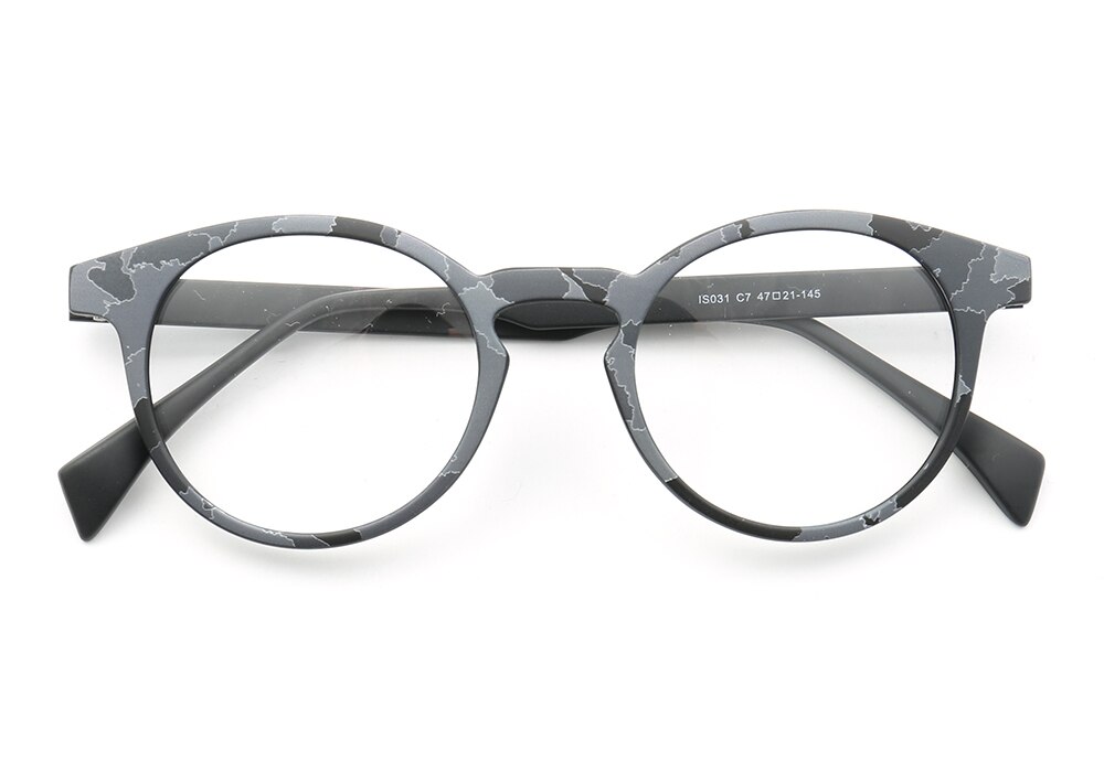 Kvinnor runda glasögonbågar män färgglada vintage full-rim rx glasögonbågar ljus tr glasögon regnbåge svart glasögonbåge: C7