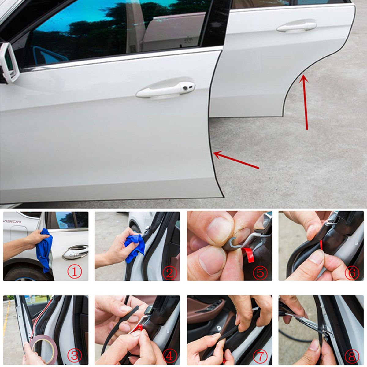 16FT/5M White Rubber Strip Car Door Edge Protector... Grandado