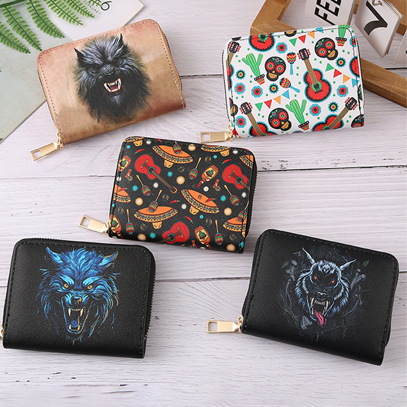 Short wallet, zero wallet, card bag with zipper, multi-purpose