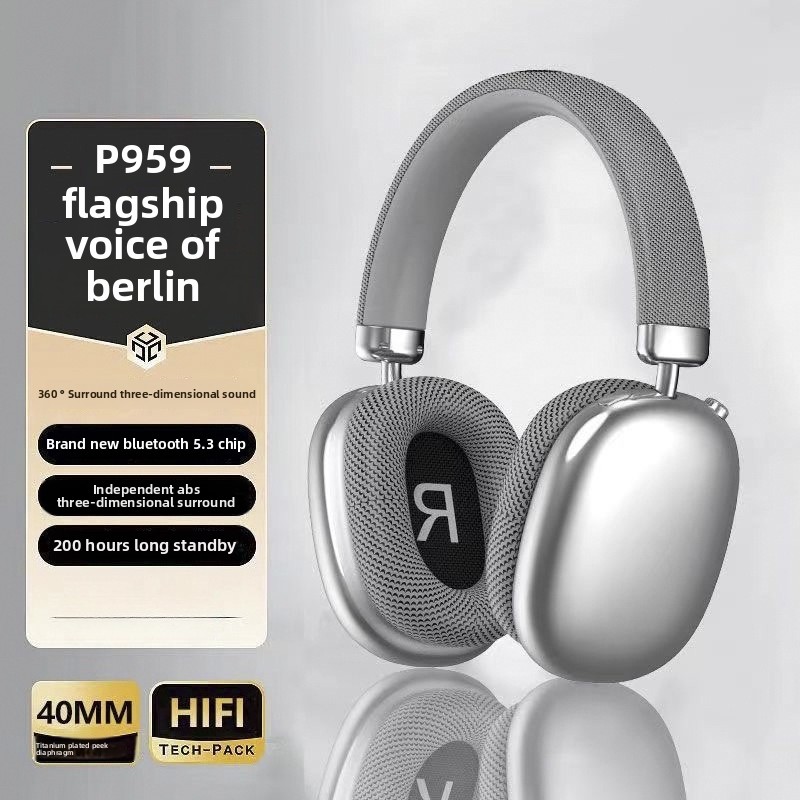 Op het hoofd gemonteerde P959 draadloze Bluetooth-oortelefoon met lage latentie, geschikt voor mobiel gamen, sport en 3D-surroundmuziek: Wit
