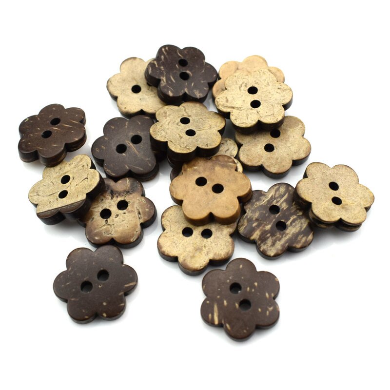 30 stuks bloemvormige knopen, schelpvormige knopen voor doe-het-zelf scrapbooking, kokosnootknopen voor knutselwerkjes, knopen voor doe-het-zelf naaien scrapbooking