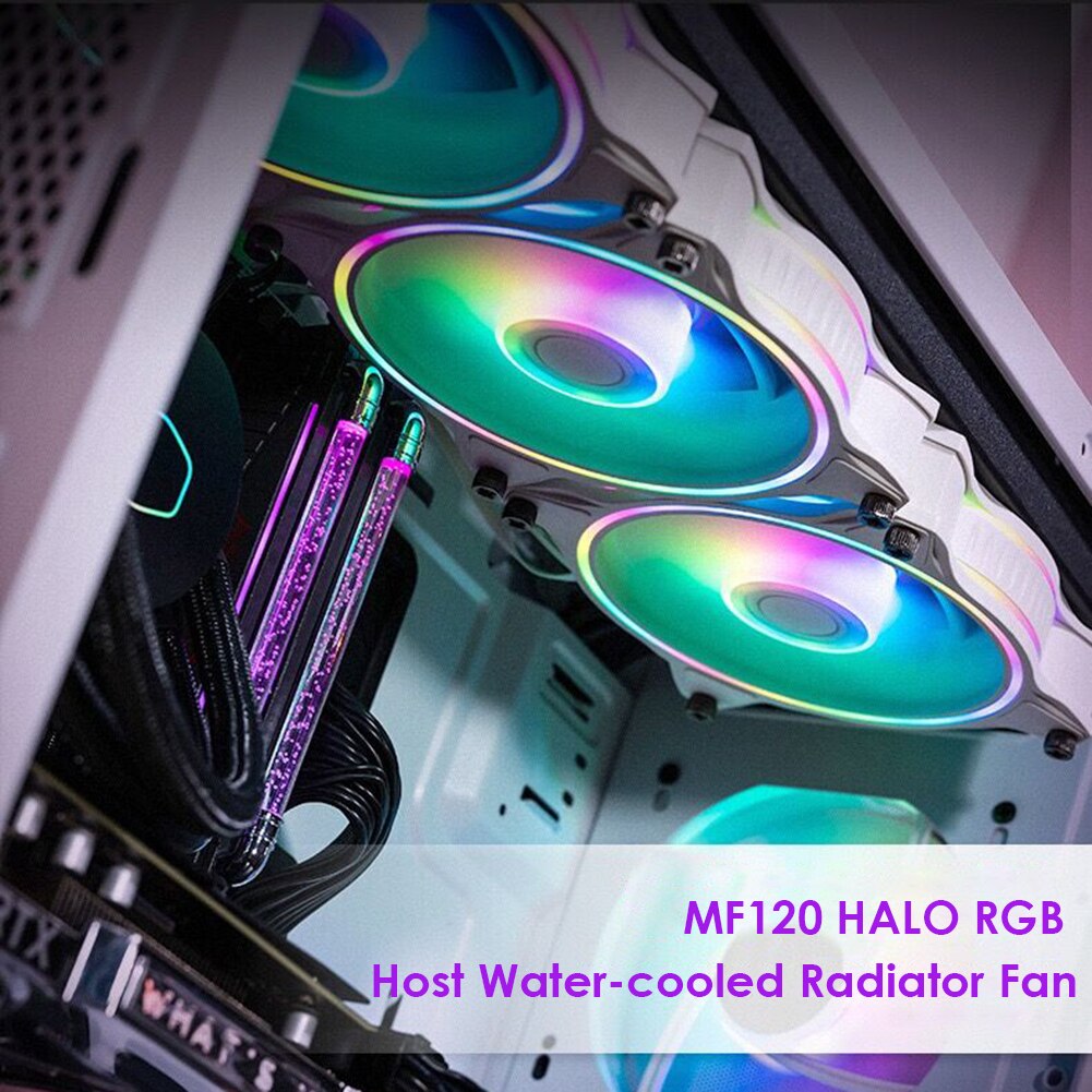 MF120 HALO RGB Fan with Dual Ring Addressable PWM Quiet RGB Fan 12cm for PC Computer CPU Cooler Case Liquid Radiator