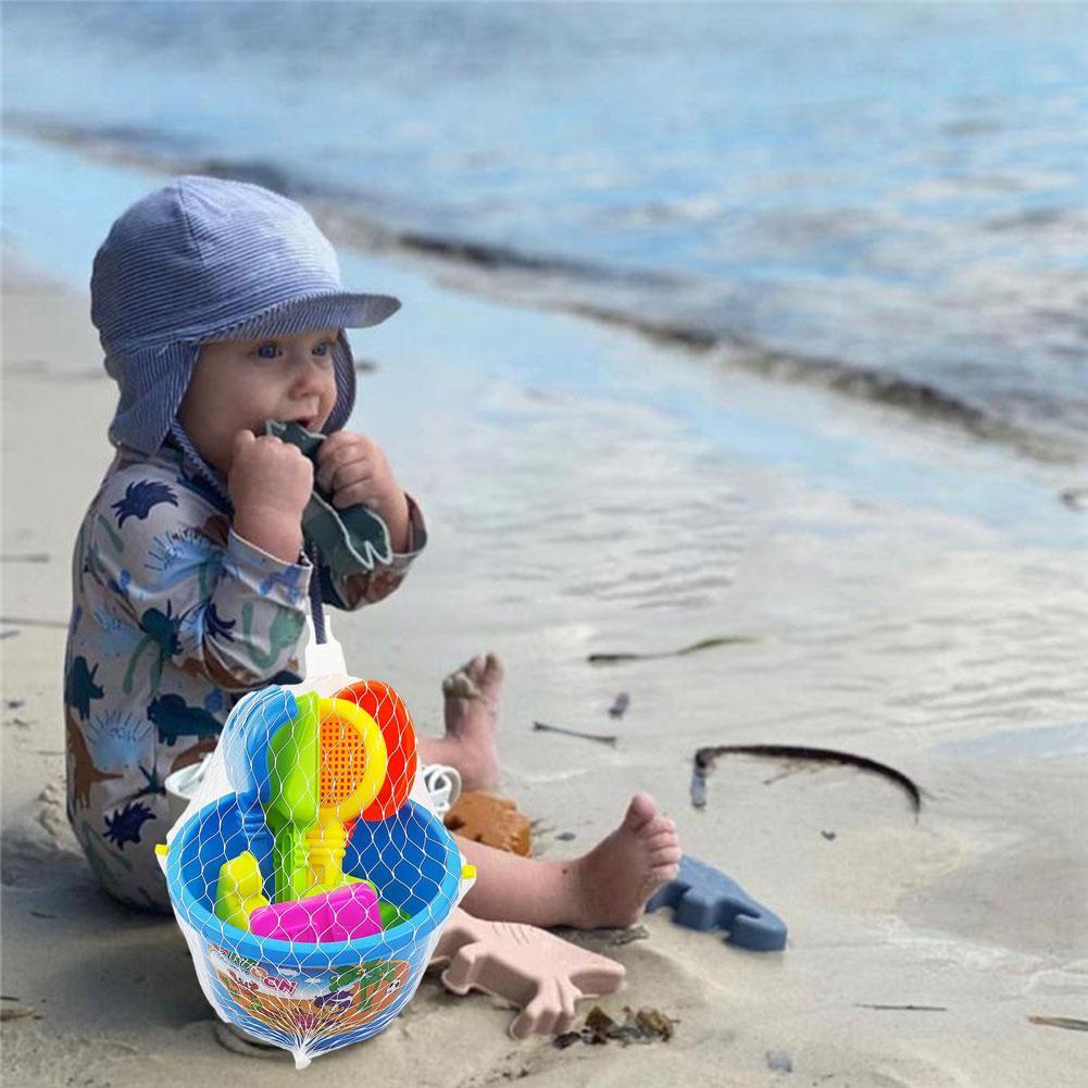 8Pcs/Set Children&#39;s Sand Bucket Set Sand Box Animal Shape Beach Toys Kit Beach Colorful Play Cart Bucket Outdoor Sandbox Toys