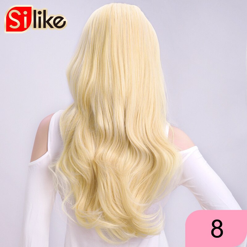 Silike Synthetische 3/4 Halb Perücken 24 Zoll Lange blond Wellenförmige Perücke Mit Clip in Haar Verlängerung 16 Farbe 210g für Schwarz Weiß Frauen: 8