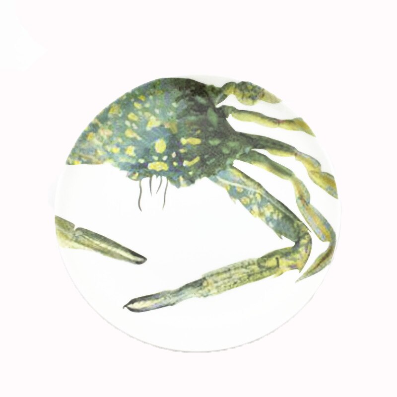 Plato de cerámica para carne, vajilla familiar de 8 pulgadas con de océano, cangrejo, pulpo, pescado, mariscos y comida rápida, ideal para de Navidad, 1 unidad: crab