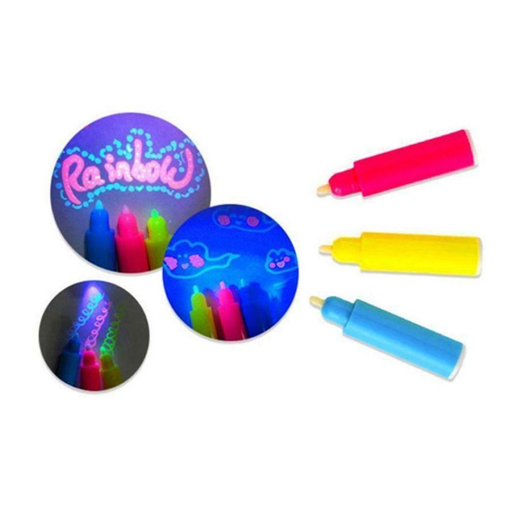 Magic 3 Colors UV Fluorescent Pen Light Combo Pen Stationery Secret School Ink Supplies Office DIY Stationery Invi M9L2