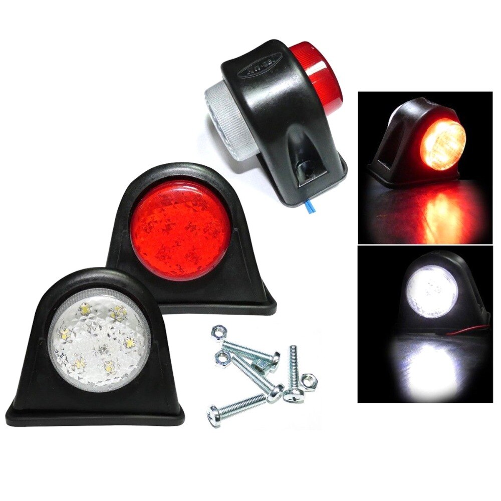 2pc 6 led zijmarkeringslicht met led-verlichting, wit rood, 12 volt, vrachtwagen, geschikt voor alle voertuigen met 12v- systeem
