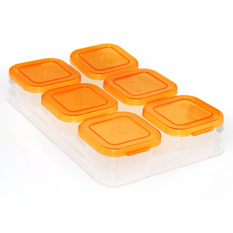 Small Grid Dessert Fruit Separate Storage Frozen Box Complementary Food Box Fresh-keeping Box Baby food supplement storage box: 02 Orange 6