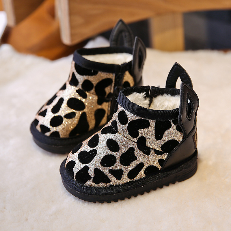 Winter Leopard Baby Meisjes Snowboots Baby Peuter Schoenen Eerste Wandelaars Jongens Winter Booties Laarzen Meisje Laarzen 부츠: Goud / 17