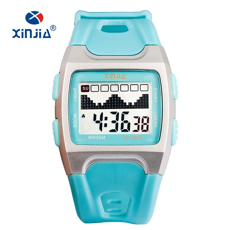 XINJIA Casual Jelly LED Digital Watch For Women Super 50M Waterproof Cute Children Kid Swimming Lady Plastic Shock: 9944Green