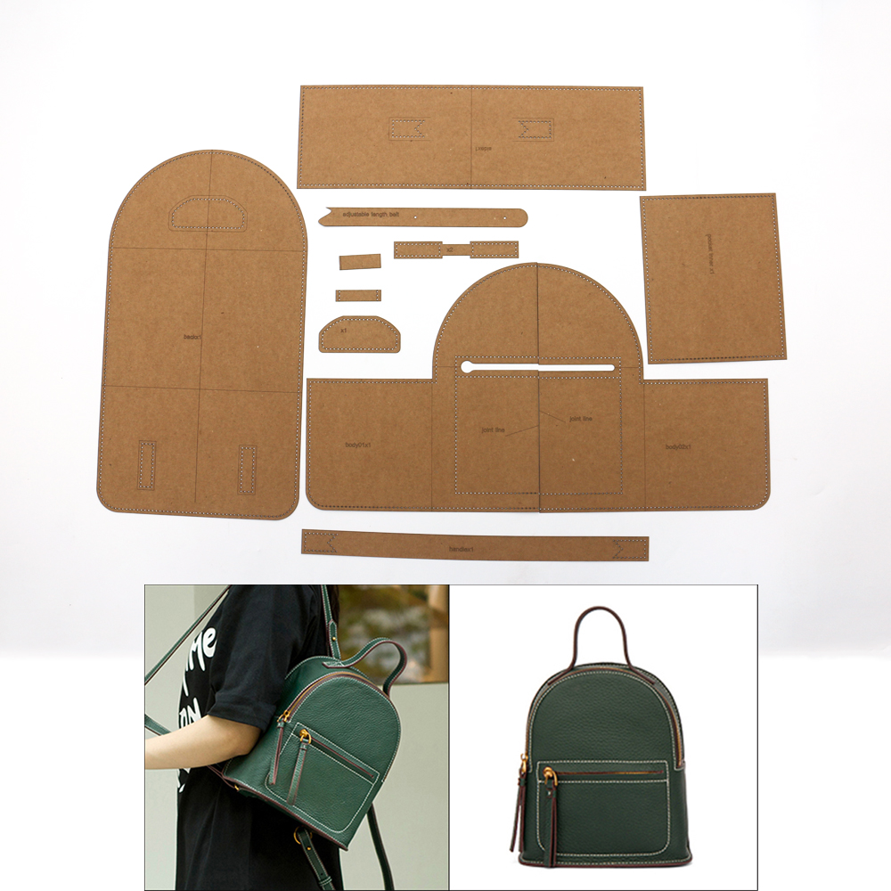 Diy nahka käsityö naisten reppu kraft ompelu malli malli 21.5 x 25 x 11.5cm