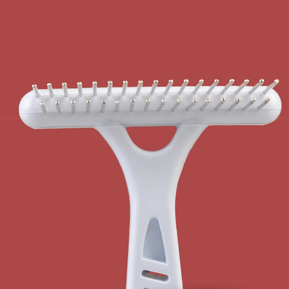 Fur Shedding Grooming Tool Ergonomic Massage Styling Non Slip Pet Supplies Portable White Double Row Teeth Home Dog Rake Comb