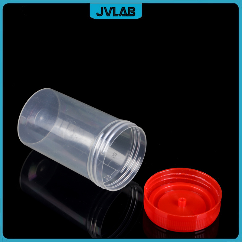 Plastic Urine Container Cup 60 Ml Plastic Flesjes Schroef Cover Sputum Cup Hoogte 67Mm Eo Gesteriliseerd Individuele Pakket 50/Pk