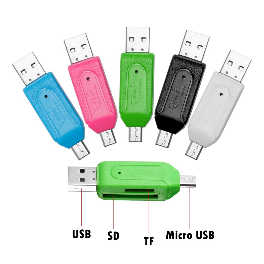 1PC 2 in1 Type-C & USB OTG Memory Card Reader Universal Micro USB TF/SD Card Reader Phone Extension Headers Adapter Accessories