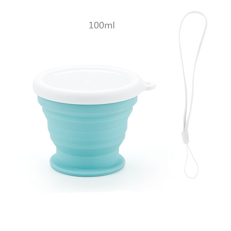 Taza plegable de silicona para niños y estudiantes, botella de agua de 350ml, libre de bebida deportiva al aire libre, taza de café: 100ml-Blue