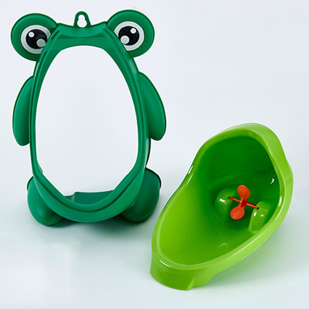 Orinal de bebé orinal inodoro de pie para niño forma de rana montado en la pared respetuoso con el medio ambiente split azul y amarillo, verde