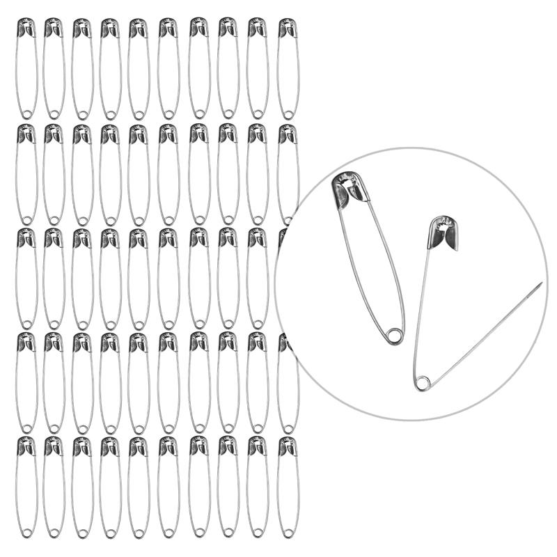 Alfileres de seguridad de , Clip de papel, herramientas de costura DIY, agujas de Metal dorado y plateado, broche de seguridad grande, accesorios, 50 Uds.: 50pcs-12x55mm-silver