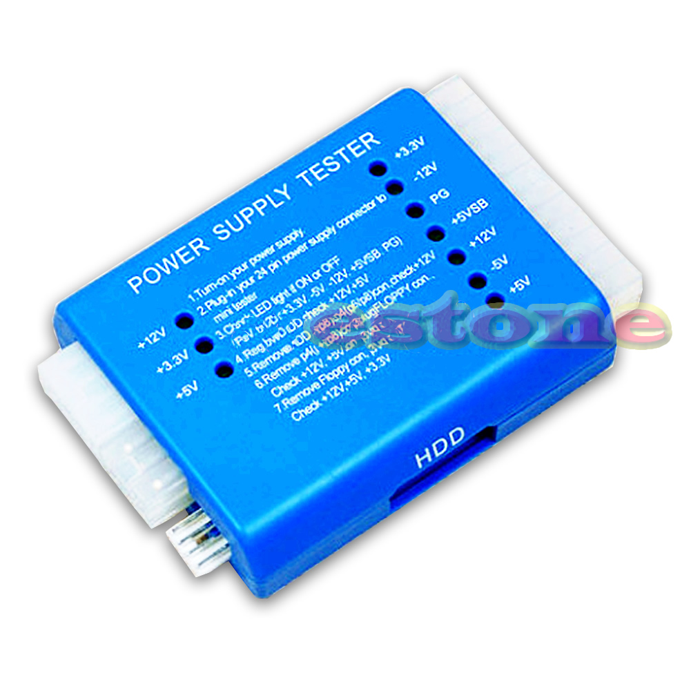 PC 20/24 Pin PSU ATX SATA HD Power Supply Tester SAUS Blue Tools