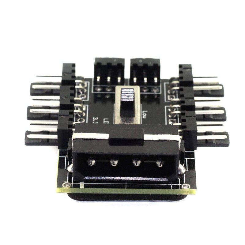 Molex-Hub DE VENTILADOR DE 4 pines IDE o SATA a 8 canales, 3 pines, 12V, divisor, adaptador PCB con Interruptor de velocidad de ventilador de 2 niveles, alto y bajo