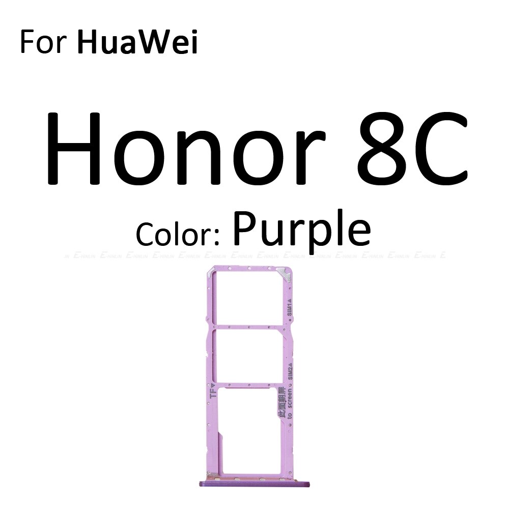 Sim Card Socket Slot Tray Reader Holder Connector Micro SD Adapter Container For HuaWei Honor 8C 8X 8A Pro Replacement Parts: For Honor 8C Purple