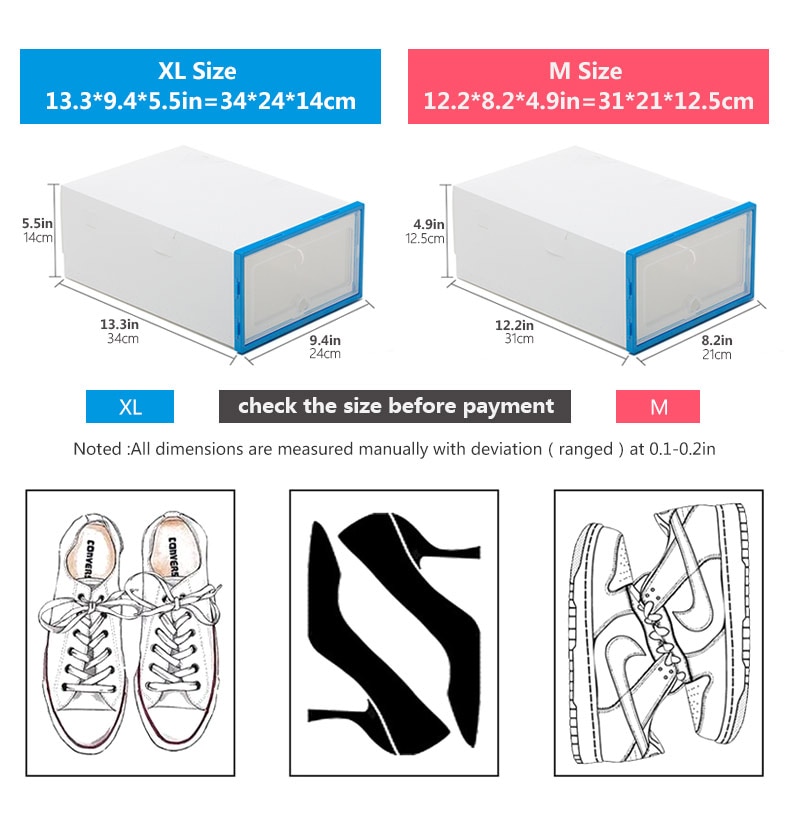 6pcs transparent shoe box thickened transparent dustproof shoe storage box can stacked combination shoe cabinet shoe organizer