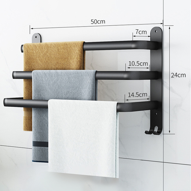 30-50cm veggmonterte håndklehengere håndklestativ baderomstilbehør håndklestang i aluminium matt svart dusjhåndkleholderkrok: Lavendel