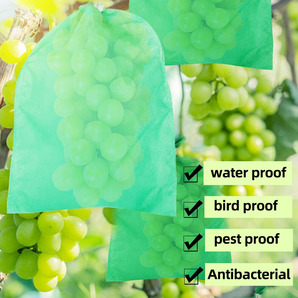 Bolsa protectora para fruta de uva y manzana, bolsa no tejida, transpirable, impermeable, de bolsillo, para jardín, a prueba de insectos y aves, 50-200 piezas