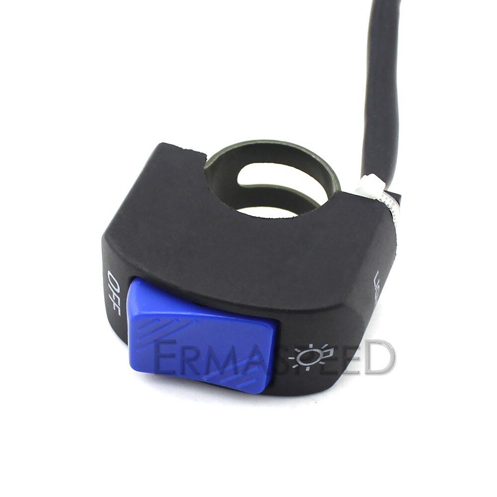 Interrupteur universel pour moto et Scooter, bouton-poussoir On-Off pour guidon, contrôleur 12V, 7/8 pouces, 22mm: Bleu