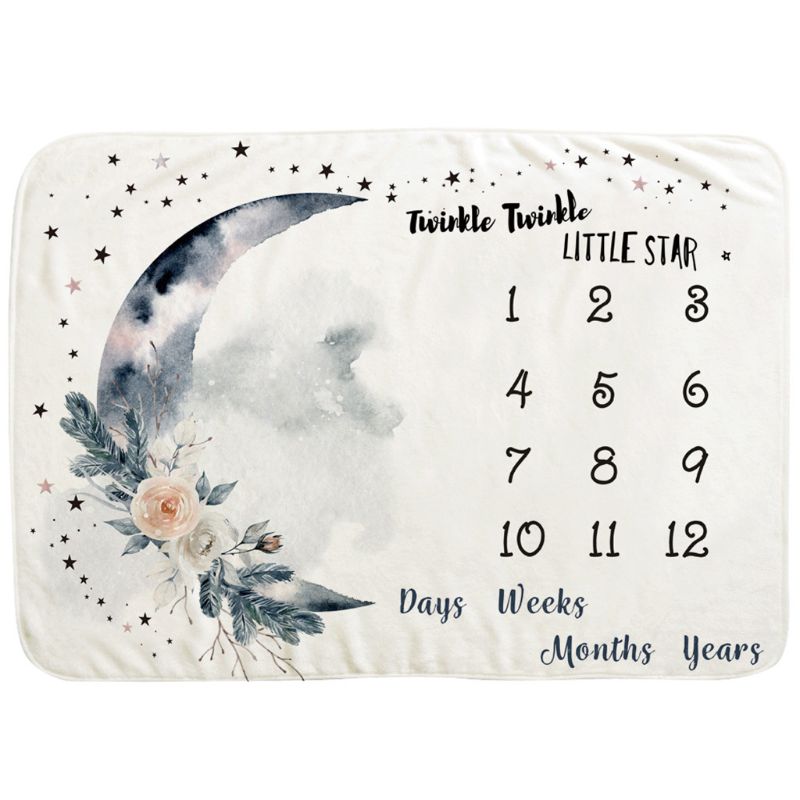 Infant Monthly Record Growth Milestone Blanket Newborn Photography Props Cloth: 1
