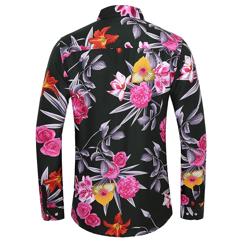 Plus size 7xl herre luksus blomstrede skjorter god bomuld casual skjorte til mænd langærmede skjorter