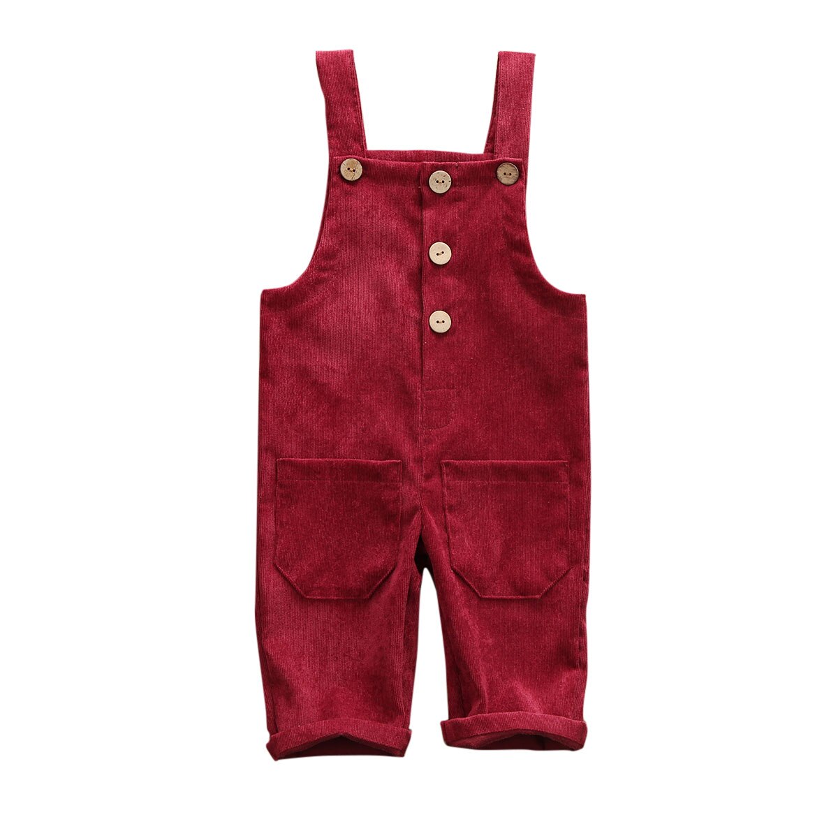 1-5 Years Kids Toddler Baby Boys Girls Overalls Winter Warm Pants Solid Color Corduroy Bib Pants: Wine Red / 5T